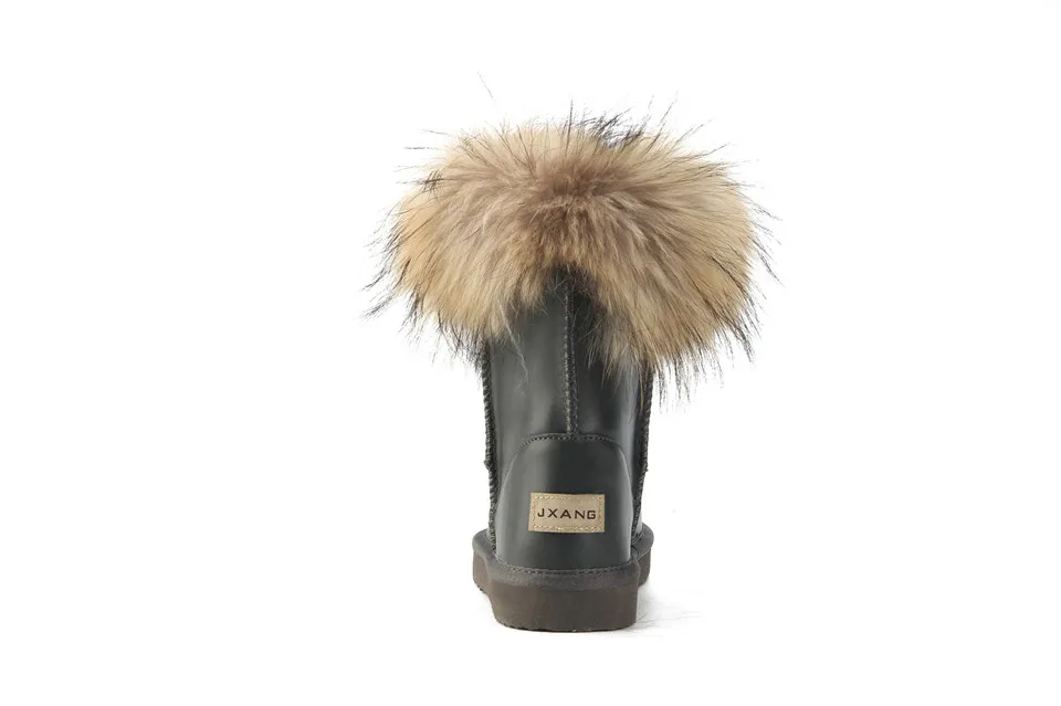 JXANG/женские зимние ботинки из натурального Лисьего меха г. модные ботинки женские водонепроницаемые ботинки из высококачественной натуральной кожи