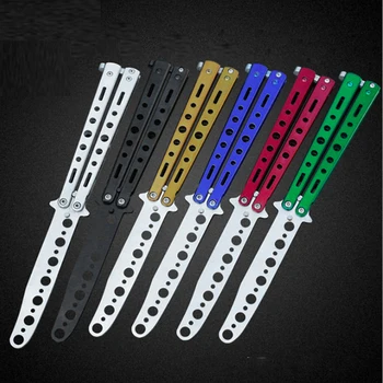 

Black Silver Stainless Steel Practice Butterfly In Knife Training Folding Knife Tool Outdoor Camping Knife Self-defense knife
