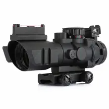 Hot 4x 32 RGB ACOG Style Tri Illuminated Combo Compact Fiber Optics Red Green Dot Sight
