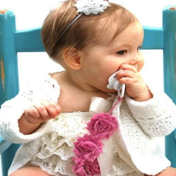 

Toddler Baby Infant Shabby Rose Flower Pacifier Clip Teething Soother Holder-P101
