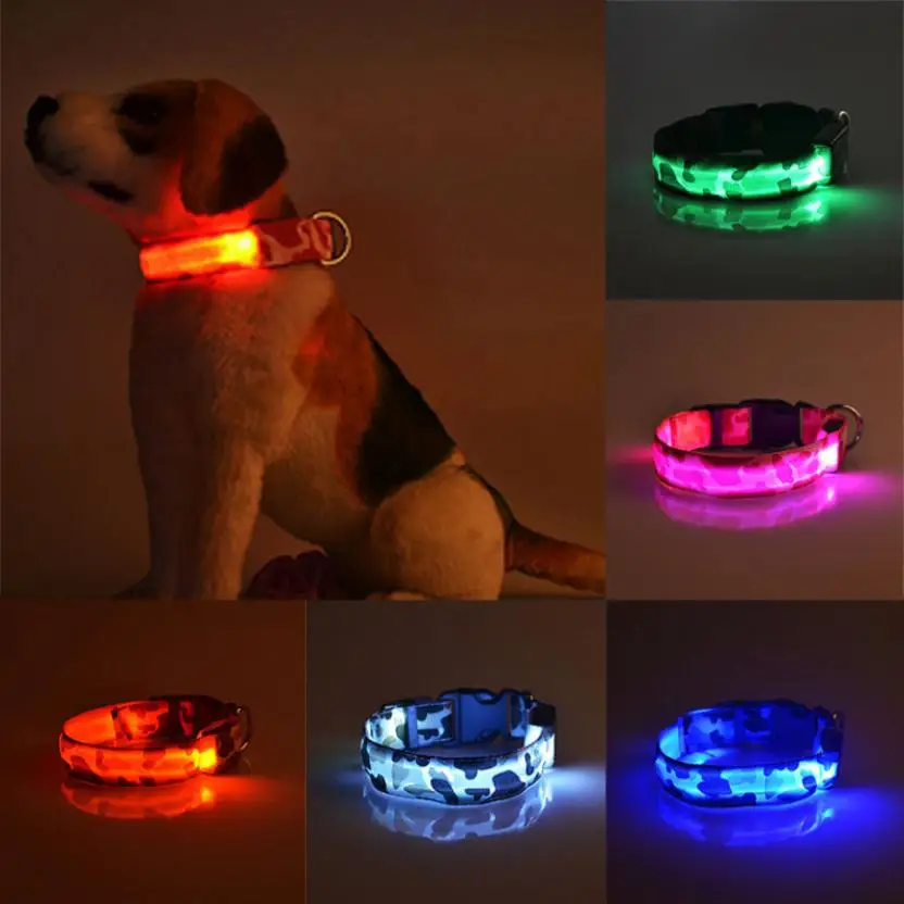 Dogs Luminous Fluorescent Collars Pet Supplies Nylon Dog Collar Night