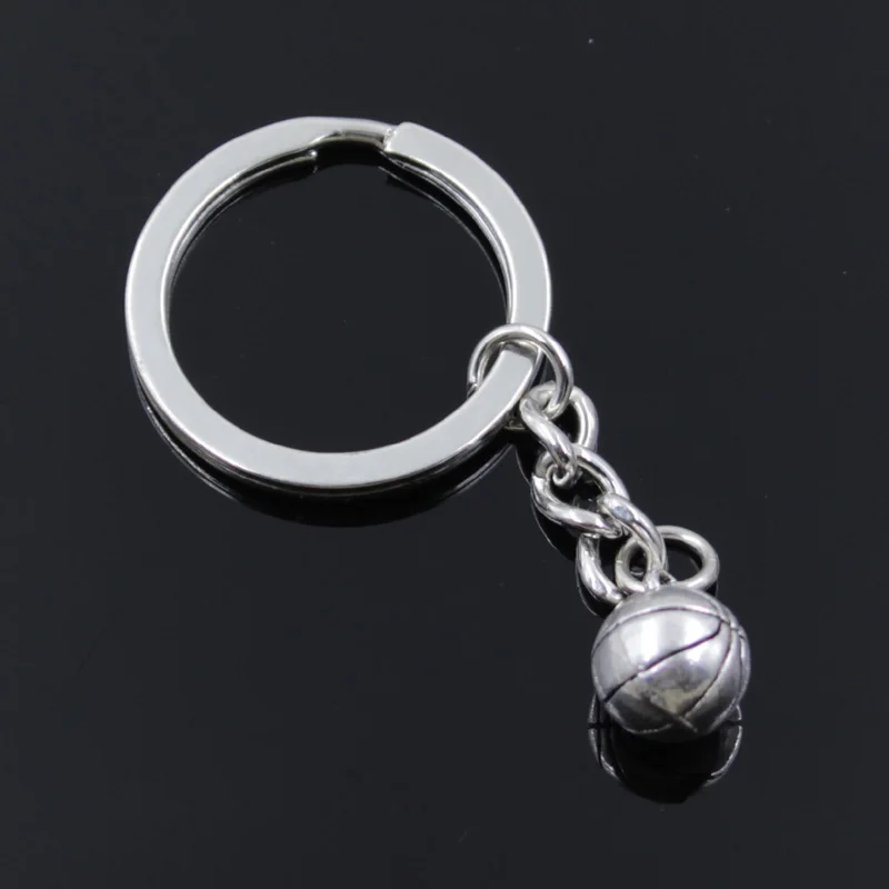 

new fashion men 30mm keychain DIY metal holder chain vintage 3D basketball 15x11x11mm silver pendant car Keychain Gift