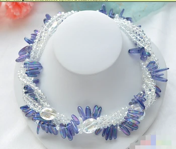 

Charming Glitter 5row 18" blue glisten clean faceted crystal NECKLACE
