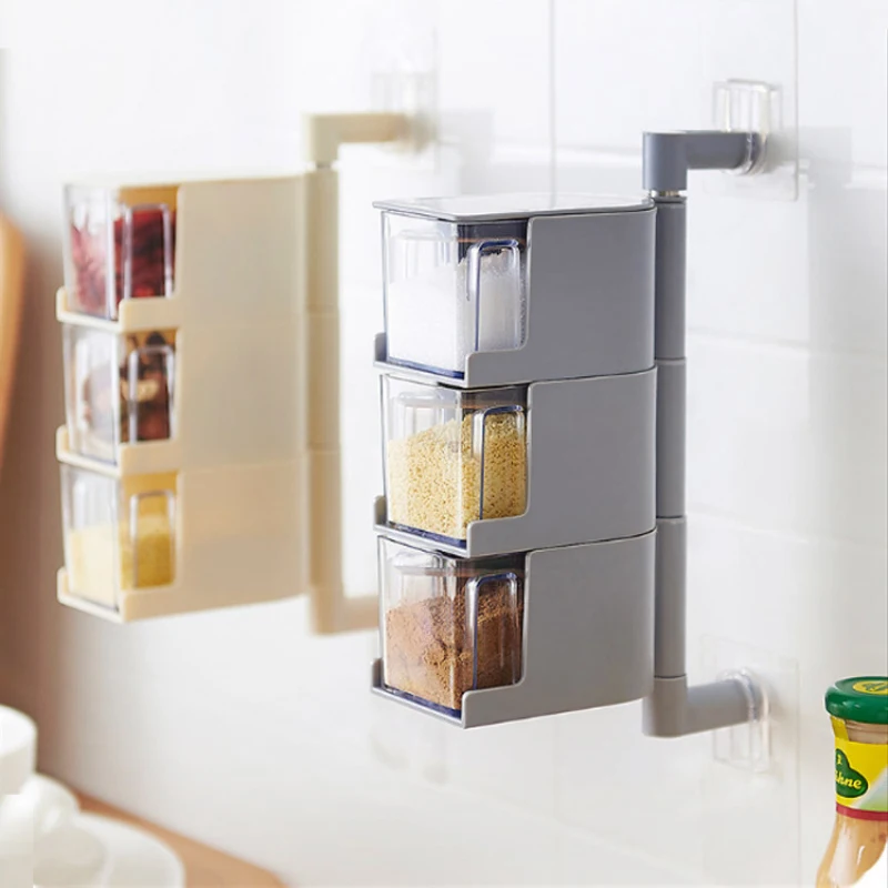 Креативный пластиковый Кухонный Контейнер для хранения, контейнер для еды, мини прозрачные контейнеры для хранения, кухонные предметы, современные стеллажи для специй