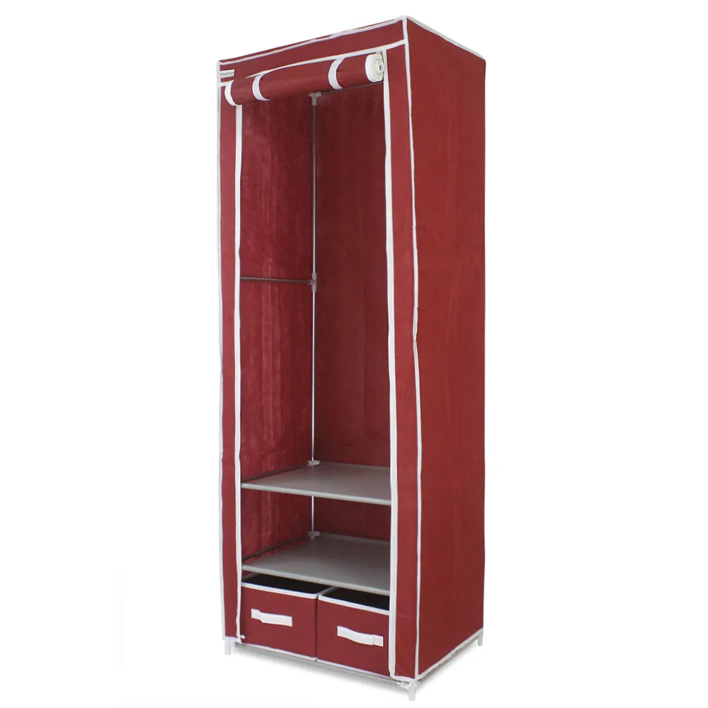Finether Metal Framed Fabric Wardrobe, Portable Closet, easy cloth steel frame single cloth wardrobe storage assembly folding0