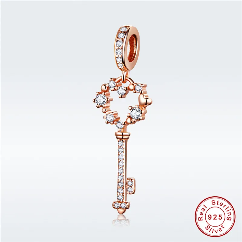 Fit Пандора браслет серебро 925 Romantc цветок Ключевые Подвески S925 оригинальный