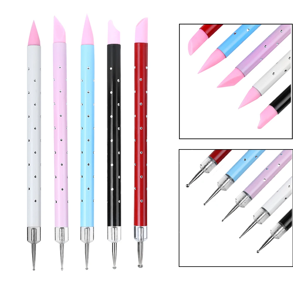 

5 Pcs Dual-ended Sculpture Painting Dotting Pen Set Silicone Head Sculpture Carving Pen DIY Manicure Nail Art Tools Kit