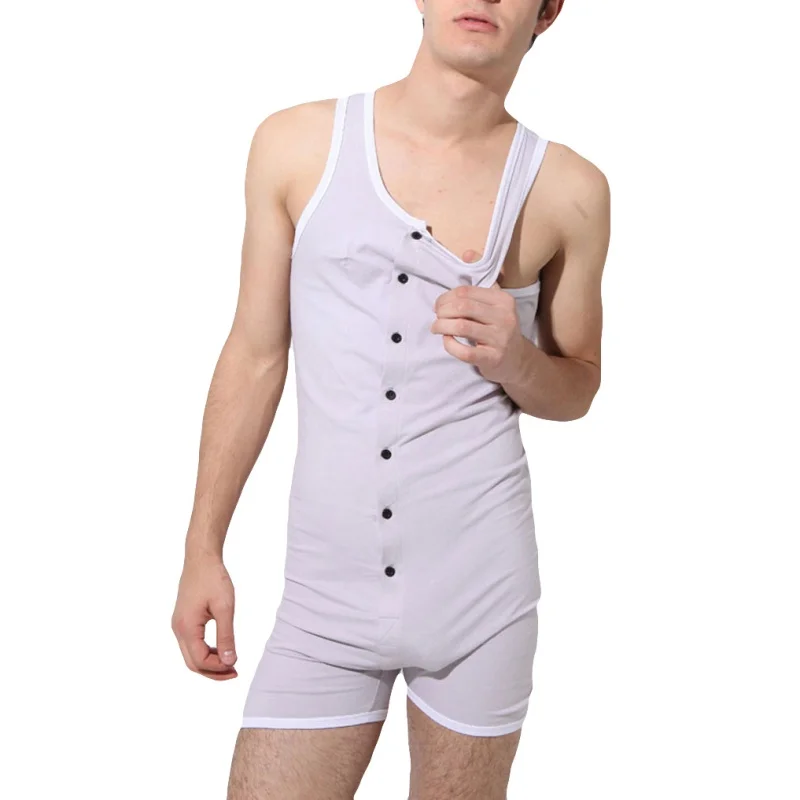 Fashion Men's Corset Undershirt Bodysuit Body Cotton Man Underwear