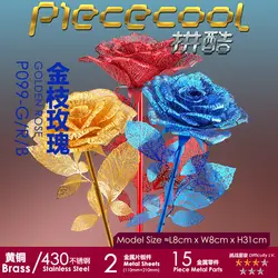 Piececool 3D металлическая головоломка, модель, красный, синий, романтическая роза, набор для сборки, ручные Лобзики, лазерная резка, развивающие