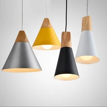 Modern Pendant Lights Wooden Aluminum Colorful Pendant Lamps For Restaurant Bar luminaire pendientes Home Decoration lamparas
