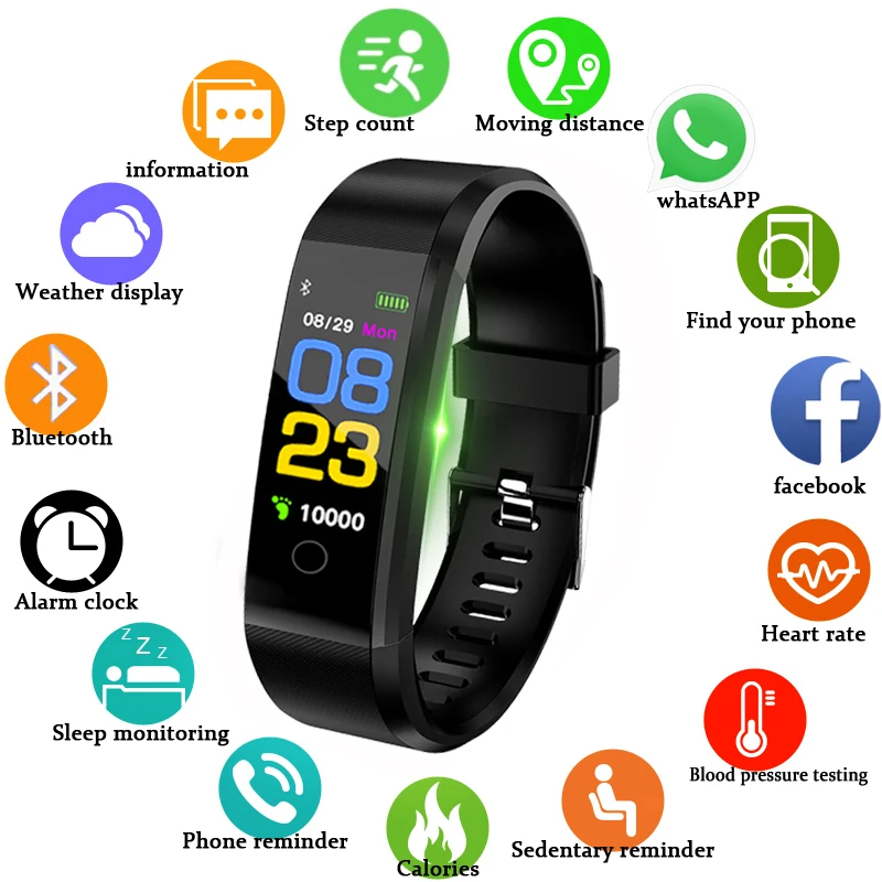 

Smart Bracelet Heart Rate Monitor Blood Pressure Monitor Colorful Screen Vibrating Alarm Clock
