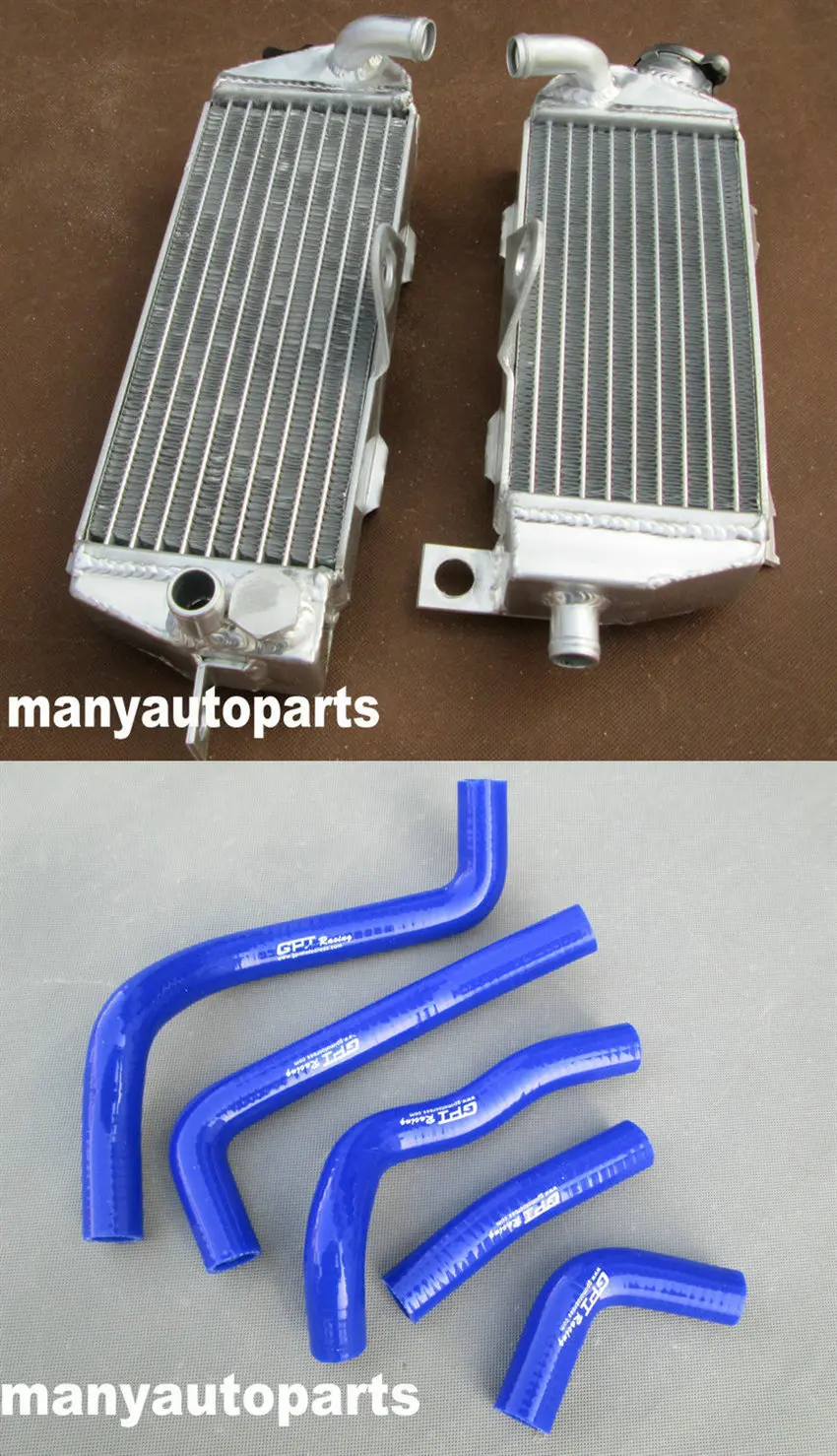 Правое с левым радиатор+ синий шланг для Kawasaki KDX200 KDX220 1995-2006 2000 1999 1998 1997 1996 06
