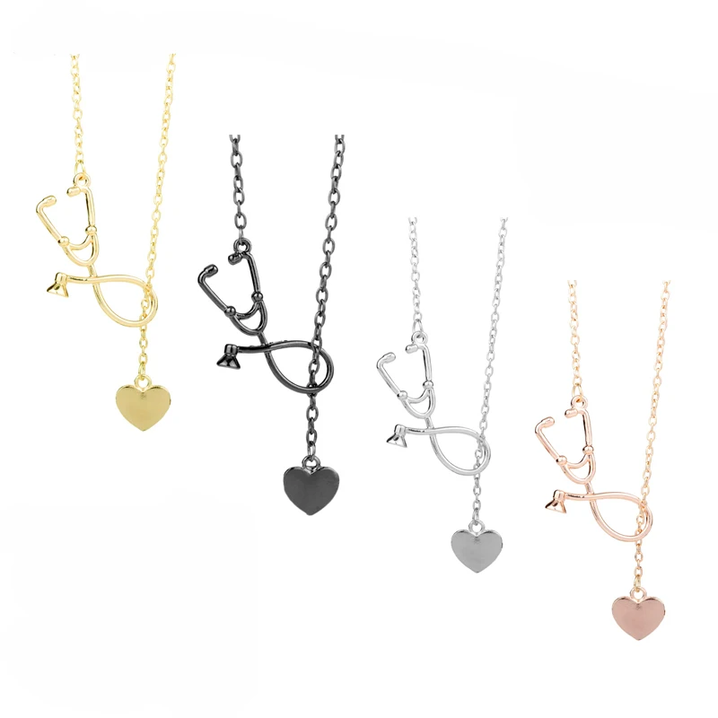 Dongsheng Stethoscope Necklace Heart And Stethoscope Pendant For Doctor Medical Student Gift The