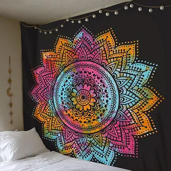 

Mandala Polyester Square Tapestry Wall Hanging Carpet Throw Yoga Mat for Home Bedroom Decoration