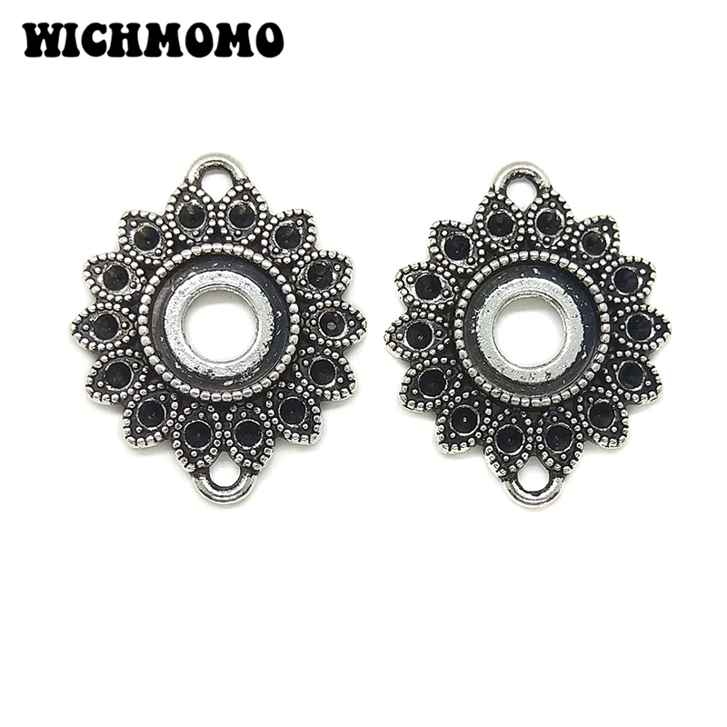 

2019 New 27*23mm 5pieces/bag Zinc Alloy Porous Round flower Connector Charms Linker for DIY Necklace Earring Jewelry Accessories