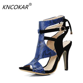

2017 in Europe and the us fine with open-toed sandals heels fashion belt bowknot cingulate Roman wind spell color female shoes
