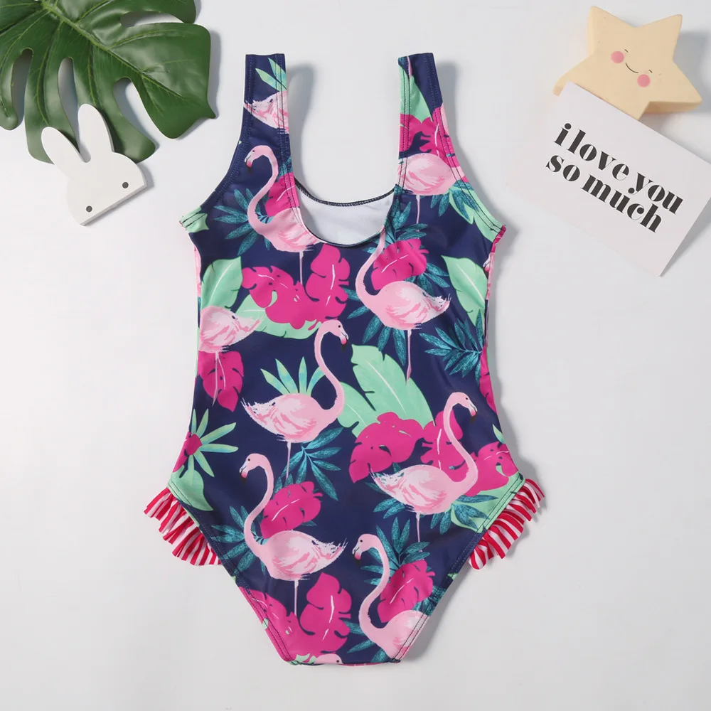 Swimwear Купальники для маленьких девочек; Цельный купальник с рисунком лебедя для малышей; детские купальные костюмы Falbala; пляжные купальники для девочек