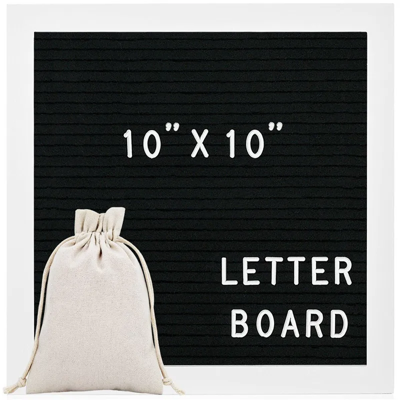 

Felt Letter Board Sign Message Home Office Decor Board Oak Frame with Letters Symbols Numbers Characters Bag 10x10 IN