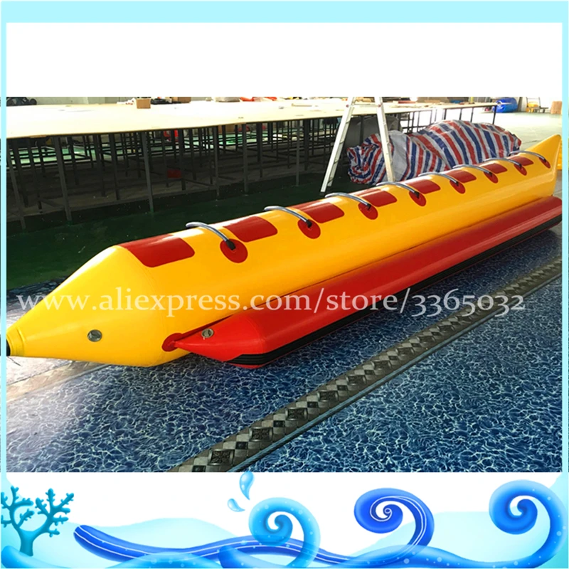 

8 Seats water fun game inflatable floating toys pvc yellow inflatable banana boat for sale