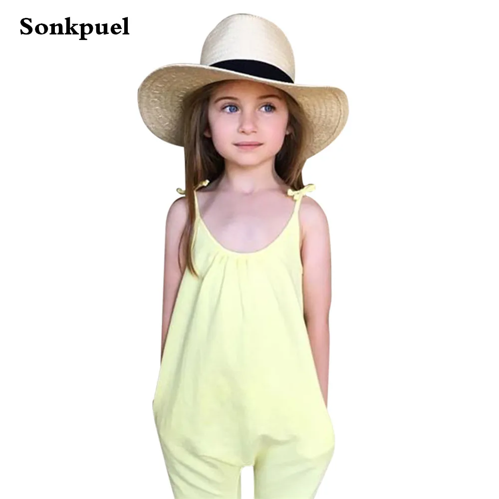 

2019 Kids Girls Jumpsuits Clothes Summer Toddler Overalls Baby Suspender Pants Children Solid Overalls Girl Bodysuits Outfit