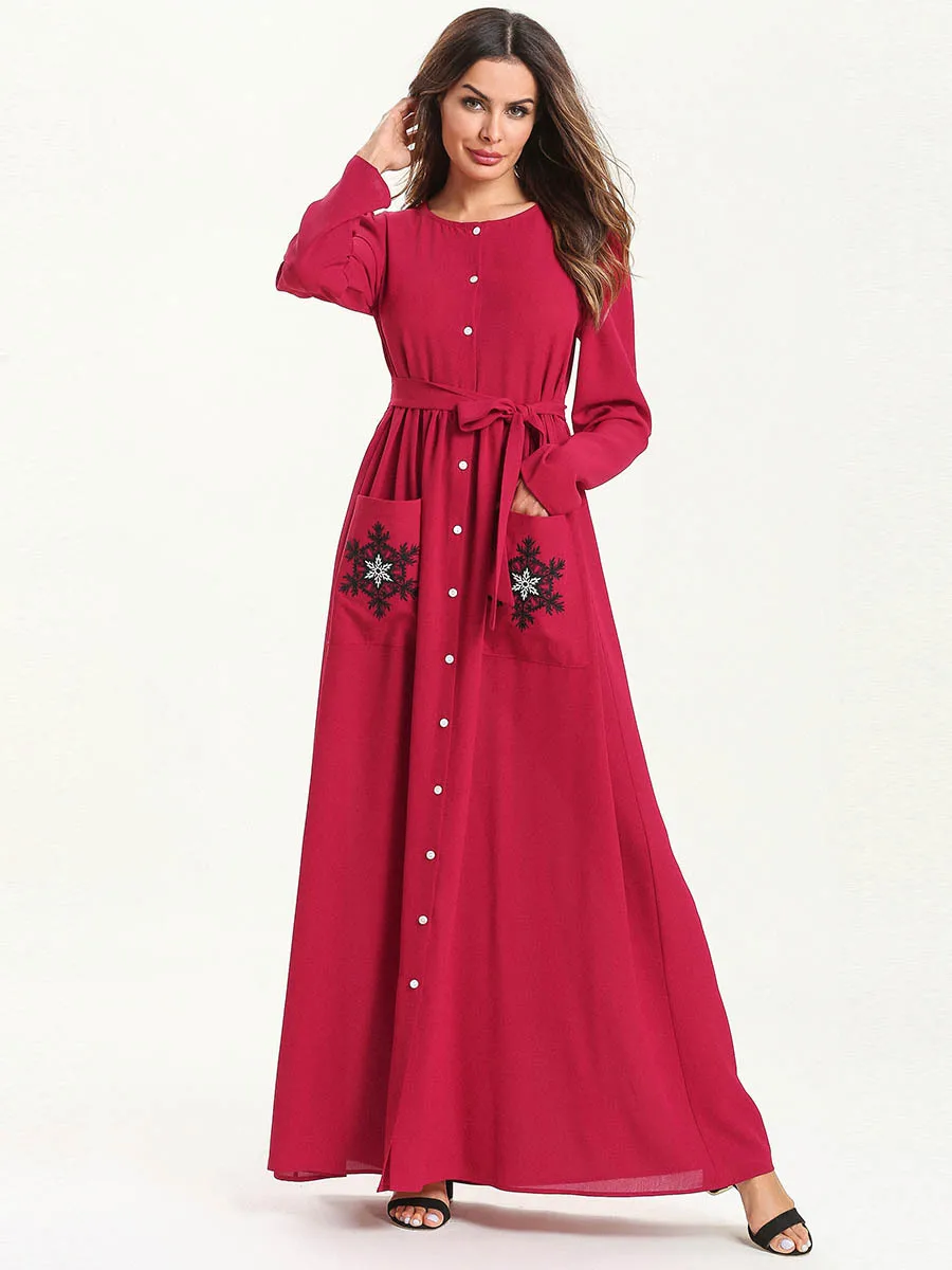 Red Turkish Maxi Dress | Long Frock Abaya | Turkish Long Dress