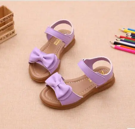 Мода, новые сандалии для девочек, большие Filles, детская обувь, летний маленький галстук-бабочка для девочки, обувь принцессы, 3, 4, 5, 6, 7, 8, 9, 10, 11 лет, розовый цвет - Цвет: purple