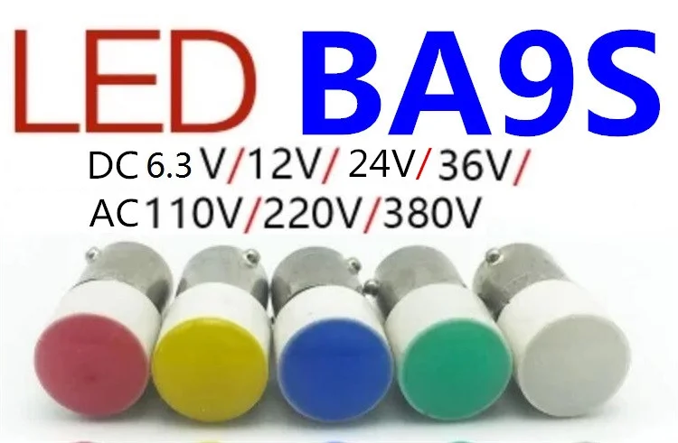 

5PCS Flat top Indicator LED ba9s 6V 6.3V 12V 24v ba9s 36V ba9s 110v 380v instrument bulb 220v ba9s 380v Flat head Button bulb