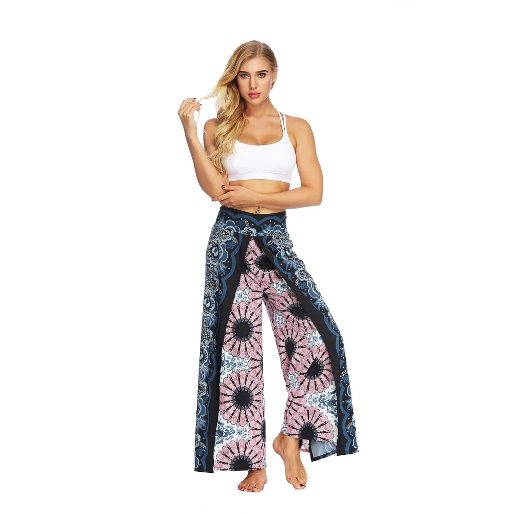 women's casual pants Thailand Indonesian style print split loose wide ...