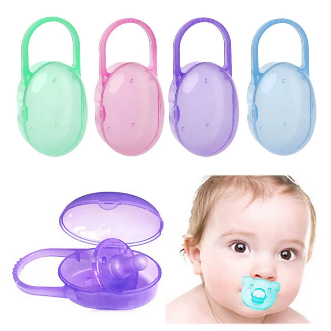 

Solid Portable Baby Infant Kids Pacifier Nipple Cradle Case Holder Travel Storage Box Soother Safe Box 1pc