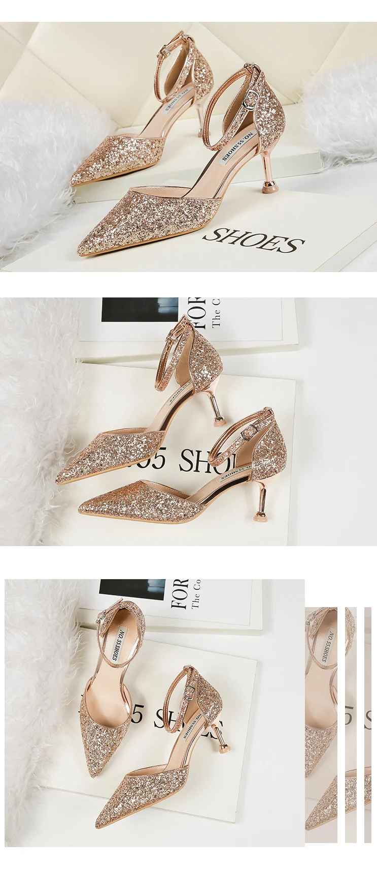 Обувь; женские блестящие туфли-лодочки с пряжкой; роскошные свадебные туфли на высоком каблуке; шлепанцы с острым носком; sandalias mujer; Золотое