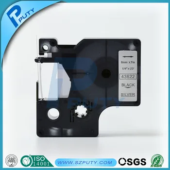 

high-quality compatible d1 43622 6mm Black on Sliver label tape for dymo label maker