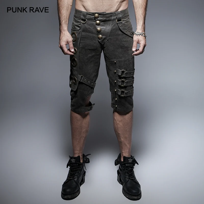 Панк РЕЙВ панк Рок весна уникальный серый Тонкий Мужские шорты Готический Heavey Металл стимпанк Стильные шорты Backwoods военные