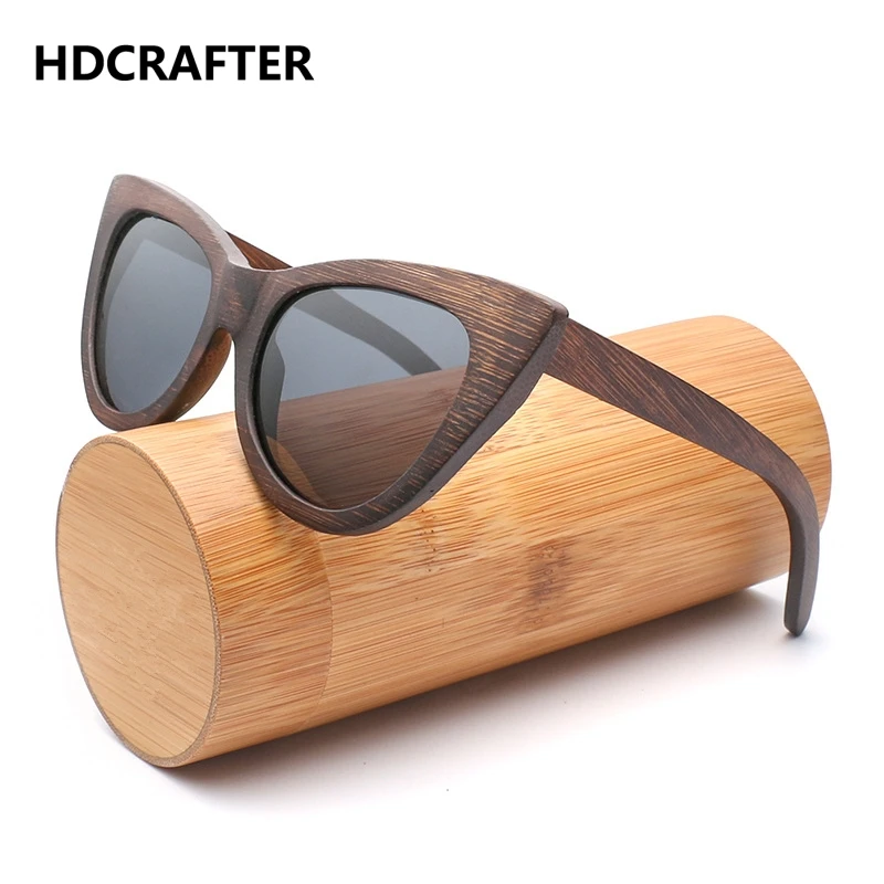 

HDCRAFTE Retro Cat Eye Sunglasses Women Wood Polarized Female Sun Glasses Wooden Gafas Eyewear Oculos De Sol Feminino