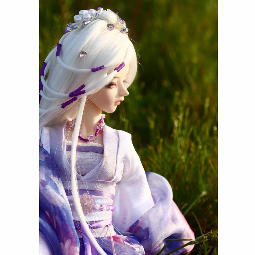 

Bybrana 1/3 BJD SD doll wig white long girls hair