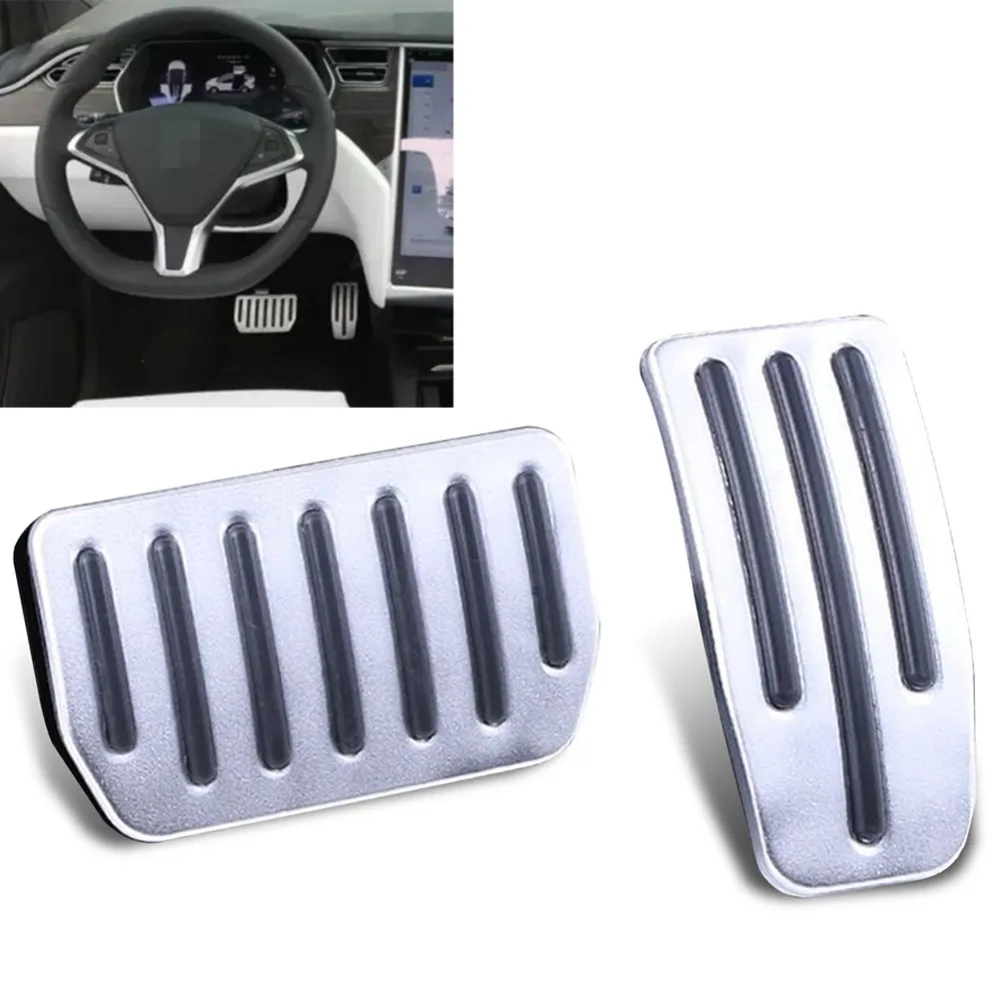 

2PCS Aluminum Alloy Anti-Sliding Accelerator Brake Pedals Pads Cover Set Car Foot Pedals Vehicle Modifications Part for Tesla