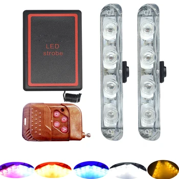 

2X4 LEDs 8W Car LED Strobe Warning Light Grill Light Flash Lamp DRL Daytime Running Light for 12V Automobiles