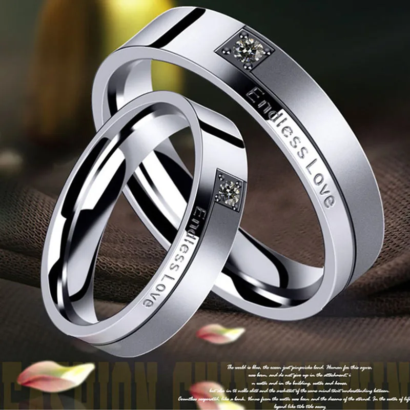 Mens Lettera Endless Love Anelli Coppia Per Gli Amanti Di Strass Fedi Nuziali Anello Di Fidanzamento Di Cristallo Anelli Para Hombre Anelli Aliexpress