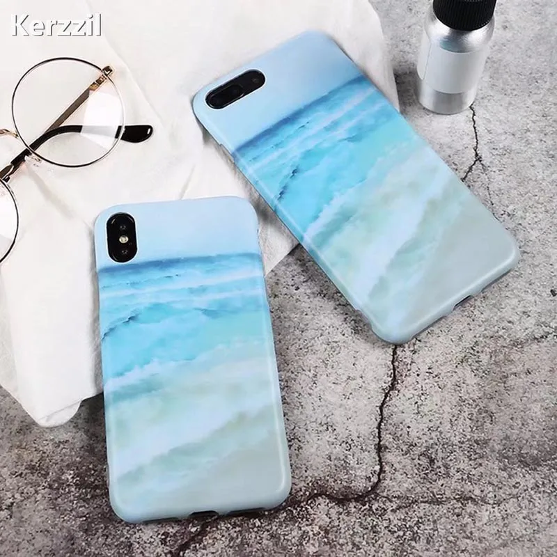 Чехол для телефона Kerzzil IMD Sea Blue Ocean iPhone X 7 Wave пляжные Матовые чехлы 6 s plus 8 Plus Мягкий