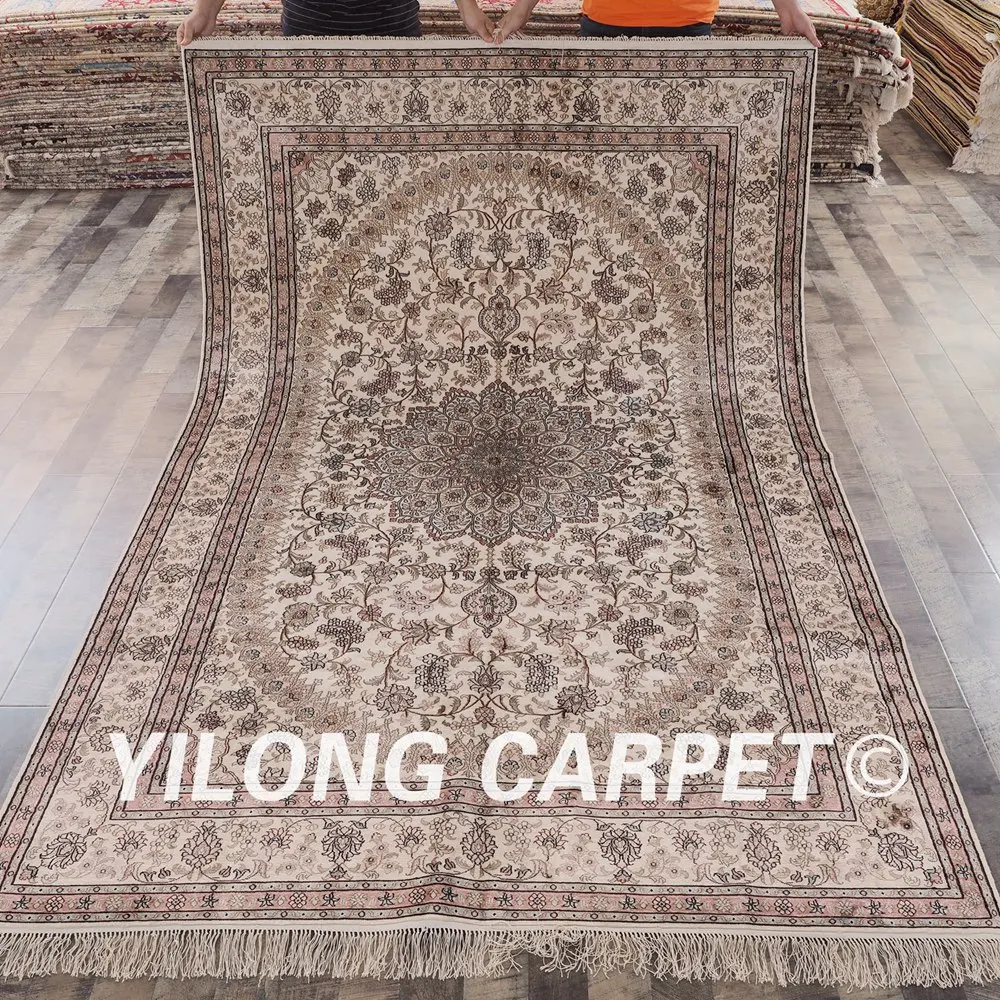 Yilong 6'x9 Тебриз шелковые ковры Vantage изысканные традиционные восточные ручной Тебриз ковер (YHW81B6x9)