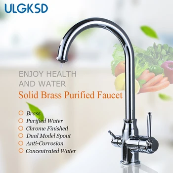 

ULGKSD Kitchen Faucet Vanity Sink Dual Handles Hot and Cold Mixer Tap Purification Faucets Deck Mounted Para Kitchen Sink