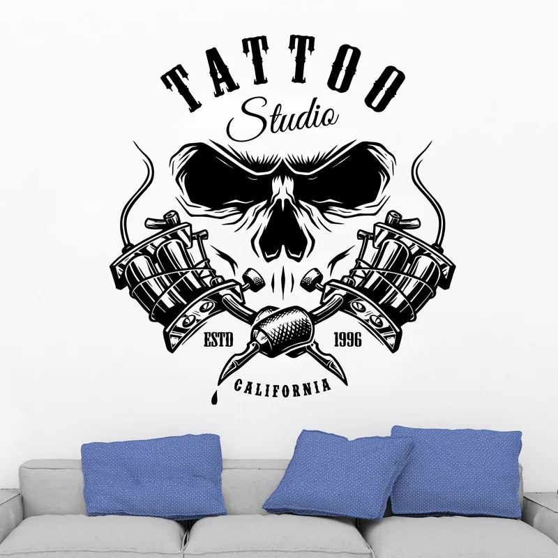 Tattoo Shop Salon Logo Wall Decal Art Studio Vinyl Sticker Tattoo Salon Window Sticker Wall Decoration Waterproof Murals F867