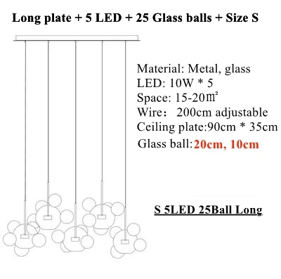 LukLoy лампа с пузырьками, стеклянный подвесной светильник для столовой, подвесной светильник с пузырьками для кухни, отеля, подвесной светильник со стеклянным шаром - Цвет корпуса: Small 5 LED 25 Balls