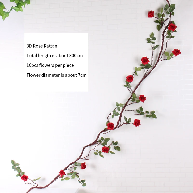 artificial flowers home decor Silk Roses vines artificial rose flowers garland Wedding Decor Hanging Garland Decorative rattans