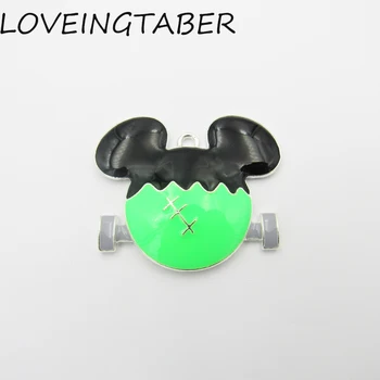 

Newest 42mm*35mm 10pcs/lot Silvery Color Minnie All Enamel Pendants For Halloween Kids Jewelry Making