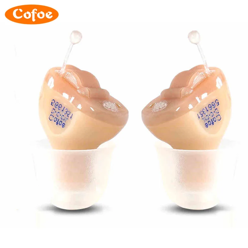 2PCS CIC Cofoe Hearing Aid Invisible CIC Mini Device Hearing Aids Headset Inside inner Ear For Elderly left/right ear discreet hearing aids s 100a ear mini hearing aid invisible enhance headset useful things