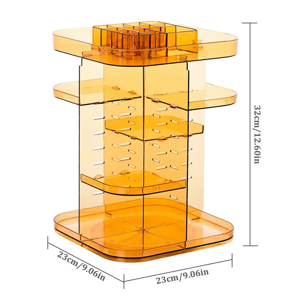 Квадратная вращающаяся стойка для хранения косметики 360 градусов Защита для косметики коробка для хранения Дисплей Чехол Регулируемый органайзер для макияжа