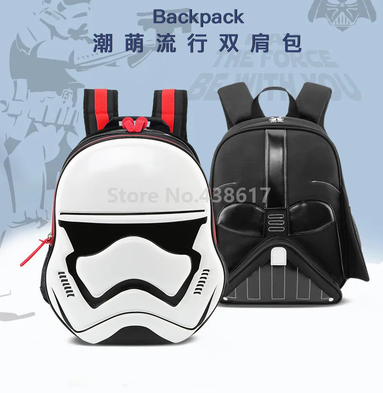 New 3D Black Blue Star Wars Stormtrooper Boys School Bag For Kids Children Primary School Book Backpack Bag
