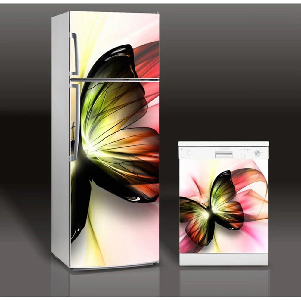 

Wholesale 3D Butterfly Picture SelfAdhesive Dishwasher Refrigerator Freeze Sticker Kid's Art Fridge Door Cover Wallpaper