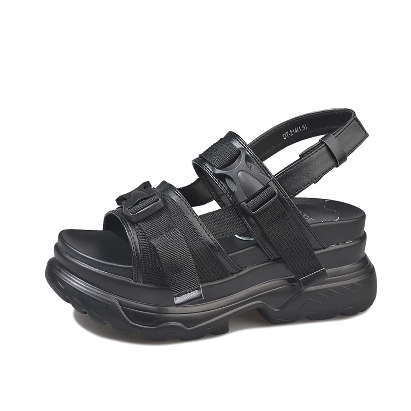 

Shoes Woman Platform Sandals Women Wedge High Heels Buckle Leather Canvas Summer Zapatos Mujer ladies Sandal size 35-40