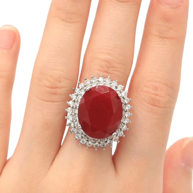 

7.25# SheCrown Big Oval 11.4g Gemstone Color Changing Spinel Woman's Engagement Silver Ring 26x23mm